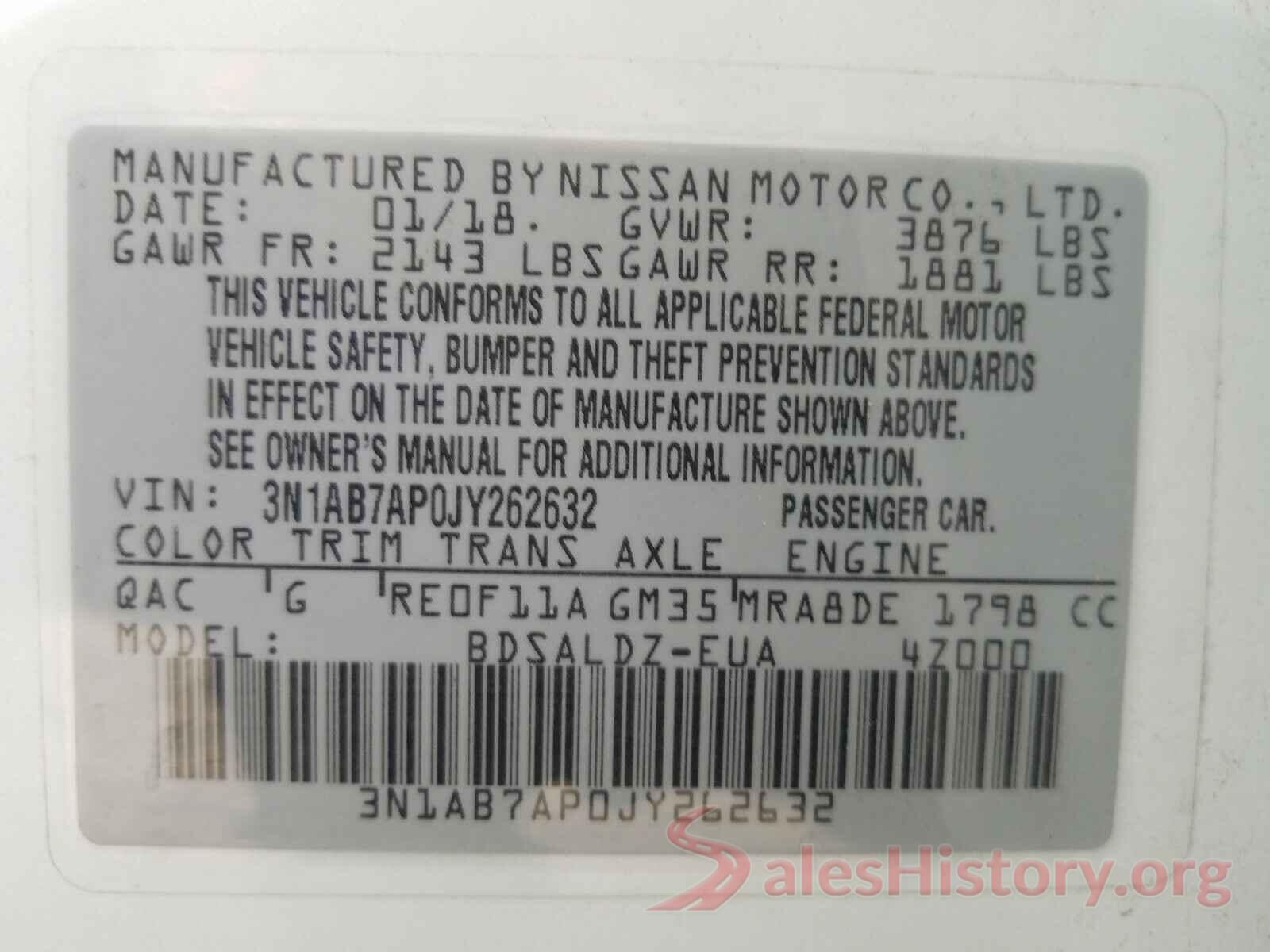 3N1AB7AP0JY262632 2018 NISSAN SENTRA