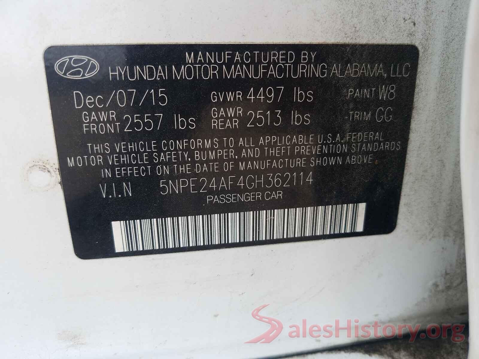 5NPE24AF4GH362114 2016 HYUNDAI SONATA