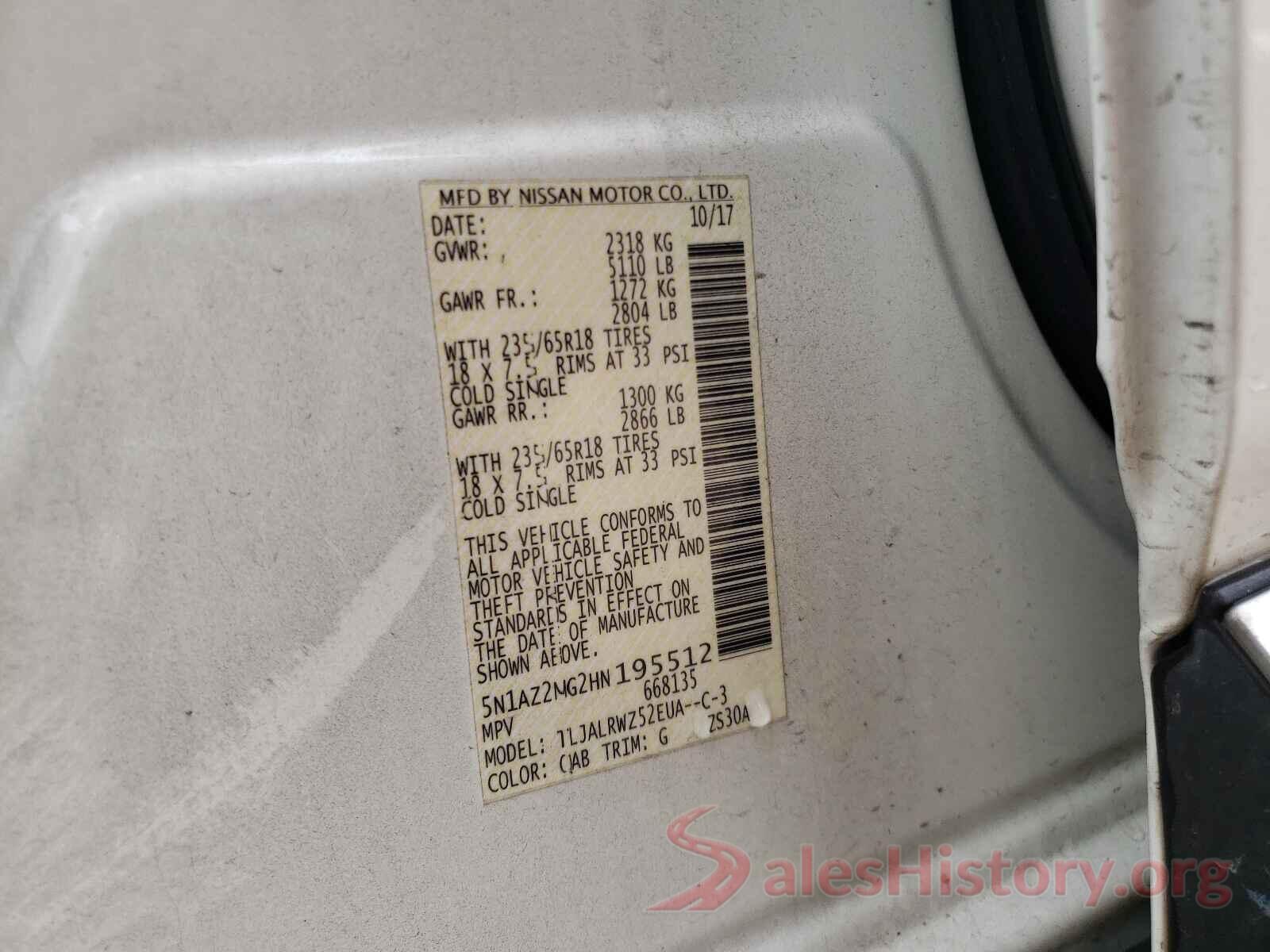 5N1AZ2MG2HN195512 2017 NISSAN MURANO