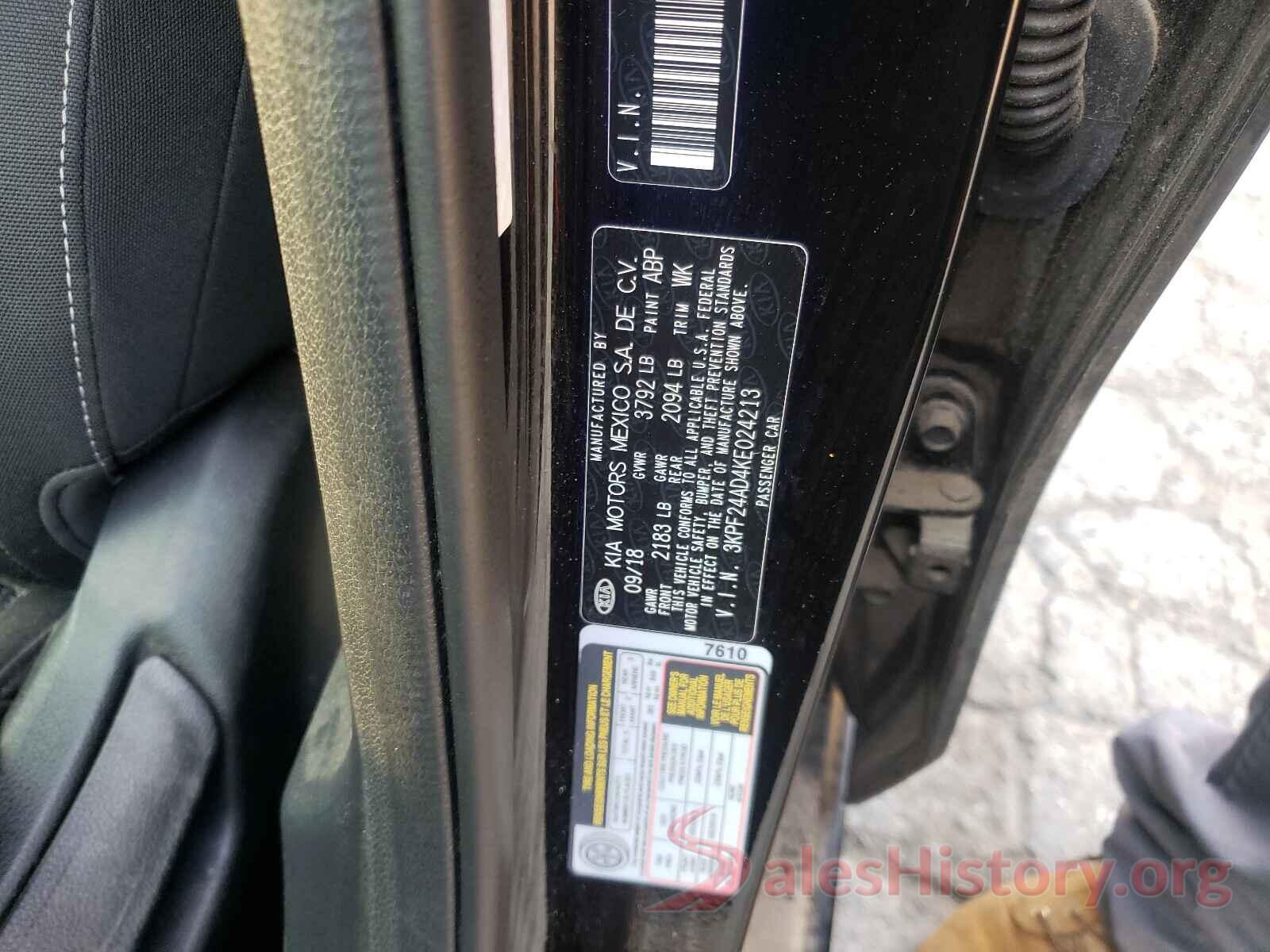 3KPF24AD4KE024213 2019 KIA FORTE