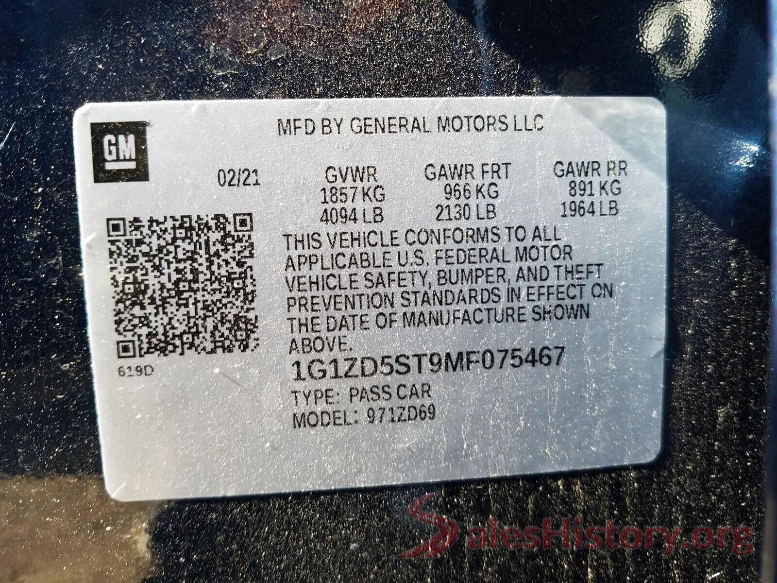 1G1ZD5ST9MF075467 2021 CHEVROLET MALIBU