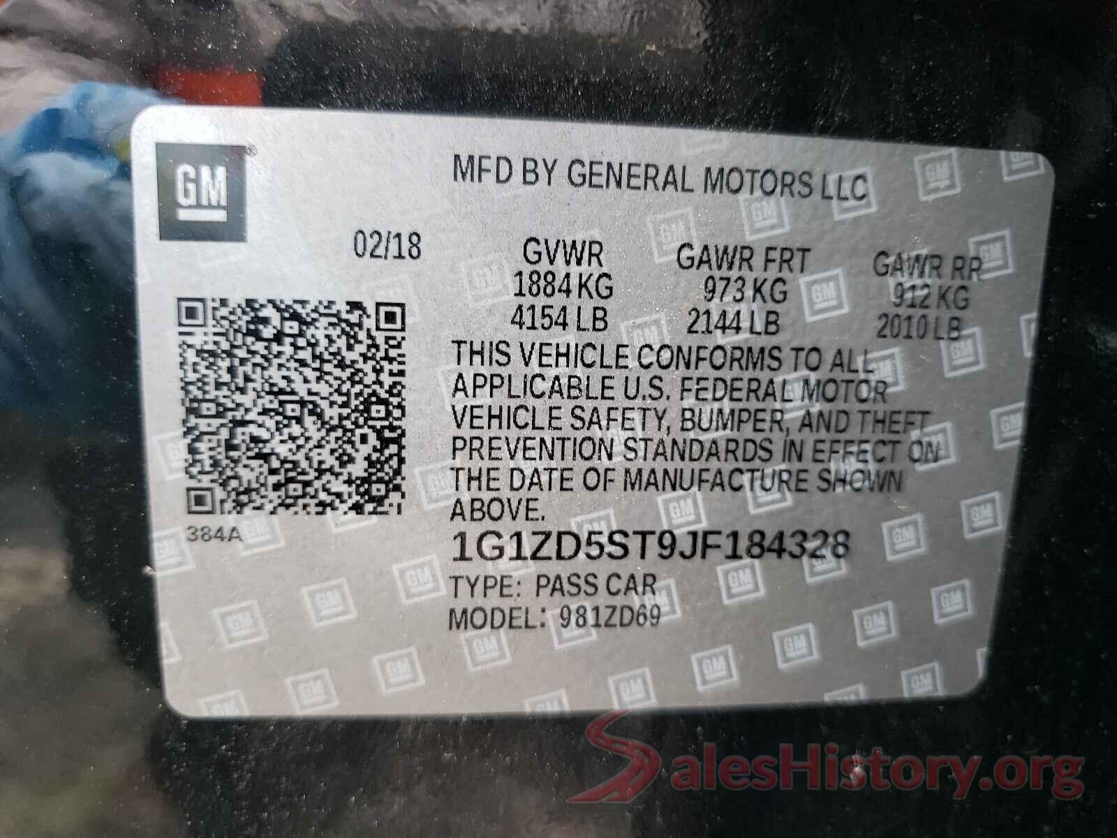 1G1ZD5ST9JF184328 2018 CHEVROLET MALIBU