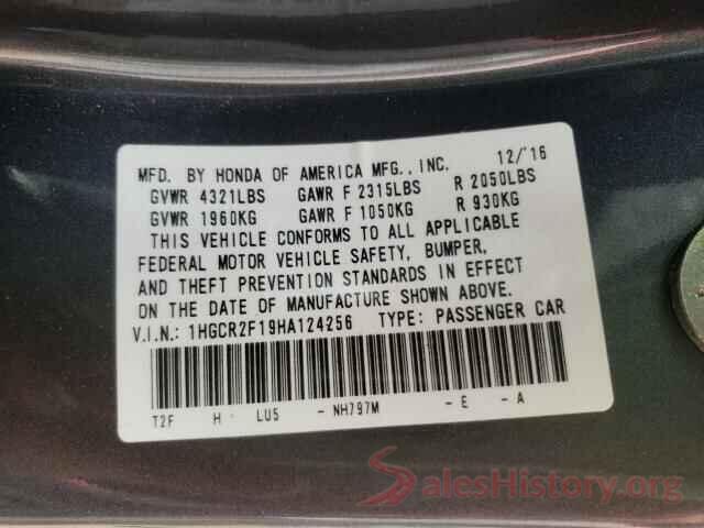 1HGCR2F19HA124256 2017 HONDA ACCORD