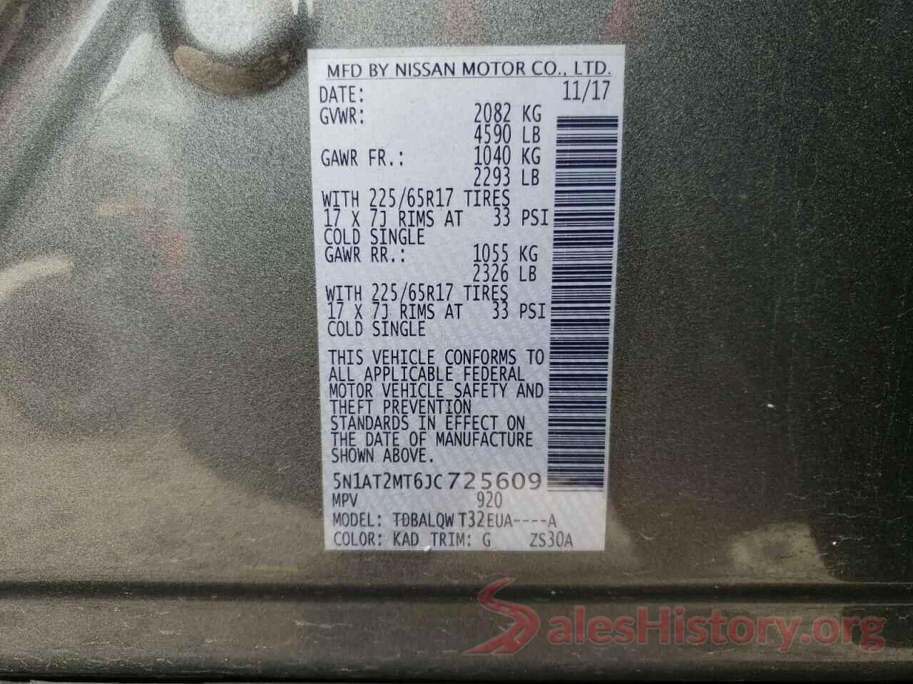 5N1AT2MT6JC725609 2018 NISSAN ROGUE