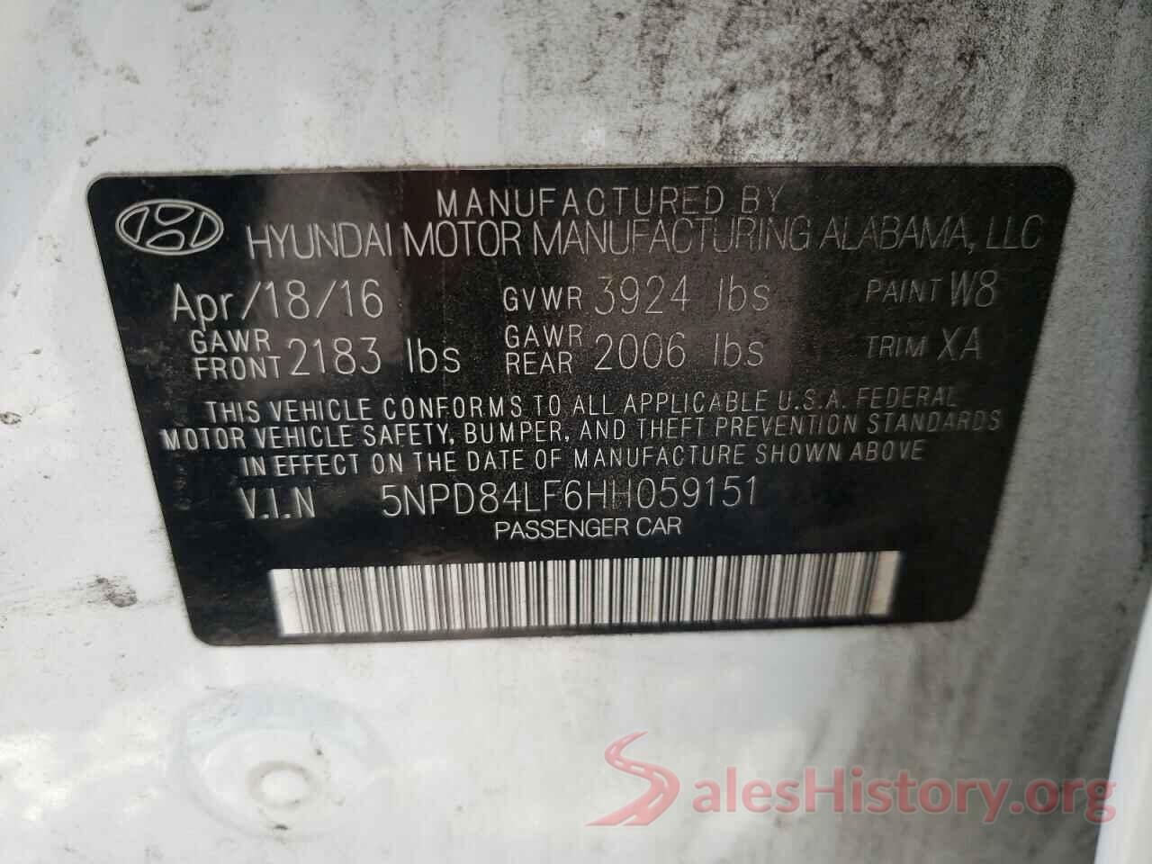 5NPD84LF6HH059151 2017 HYUNDAI ELANTRA