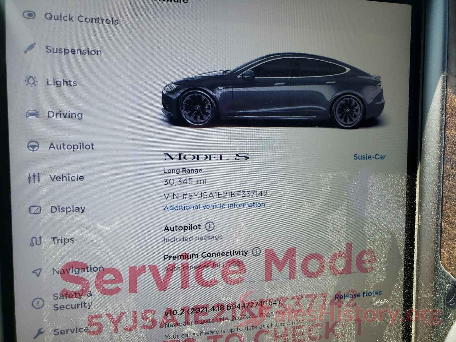 5YJSA1E21KF337142 2019 TESLA MODEL S