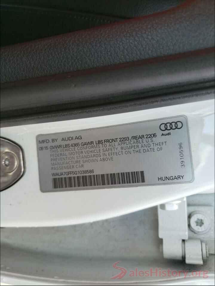 WAUA7GFF5G1038586 2016 AUDI A3