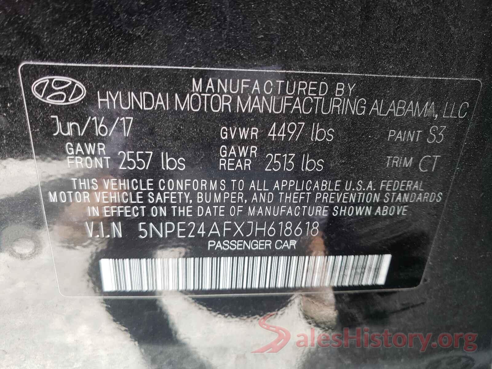 5NPE24AFXJH618618 2018 HYUNDAI SONATA