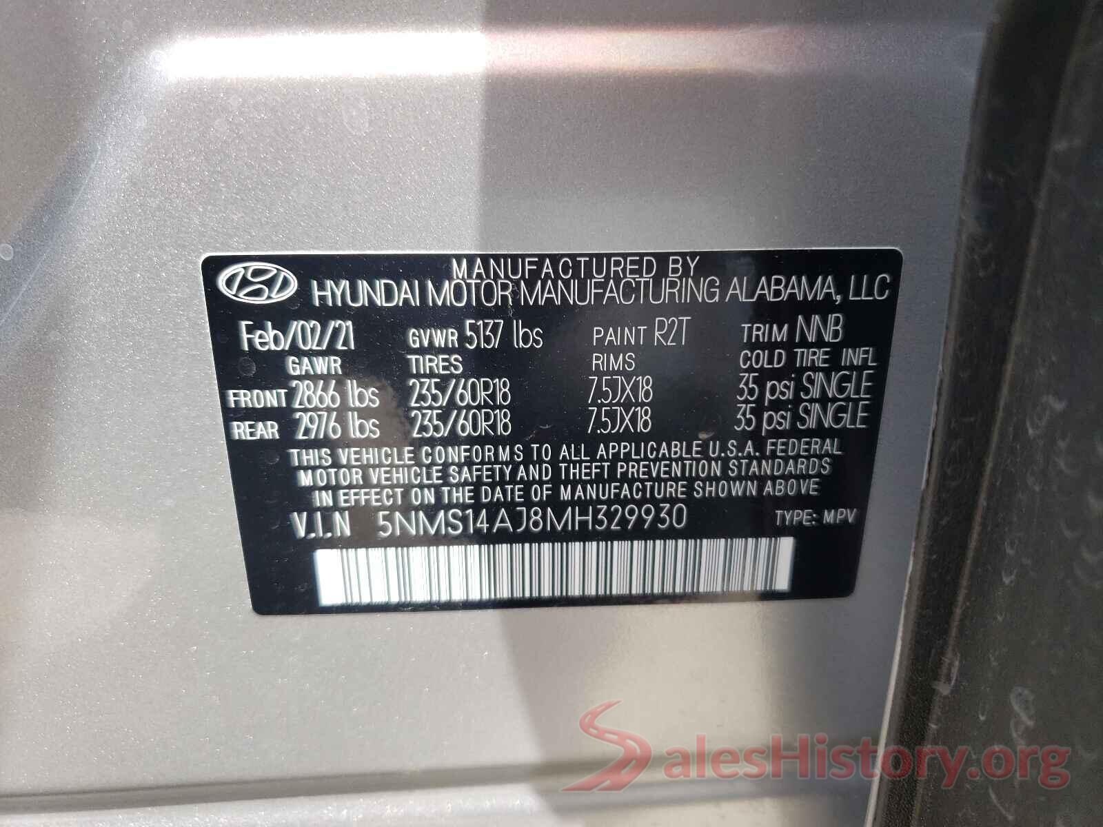 5NMS14AJ8MH329930 2021 HYUNDAI SANTA FE