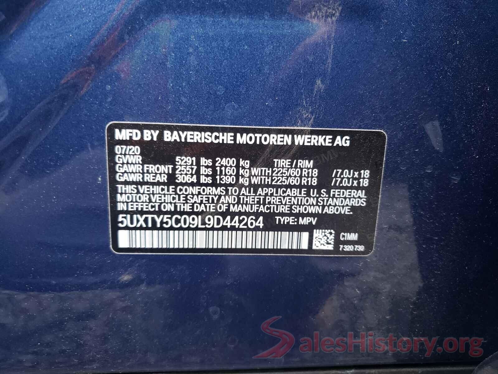 5UXTY5C09L9D44264 2020 BMW X3