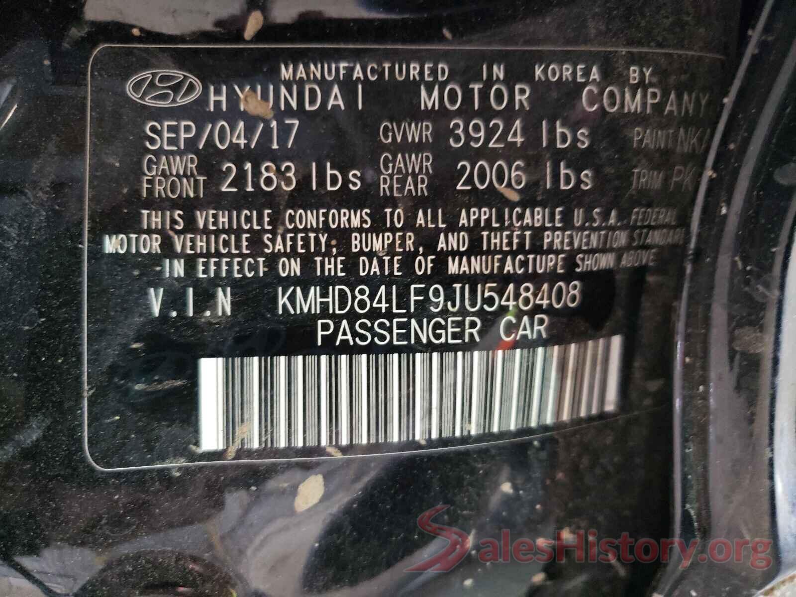 KMHD84LF9JU548408 2018 HYUNDAI ELANTRA