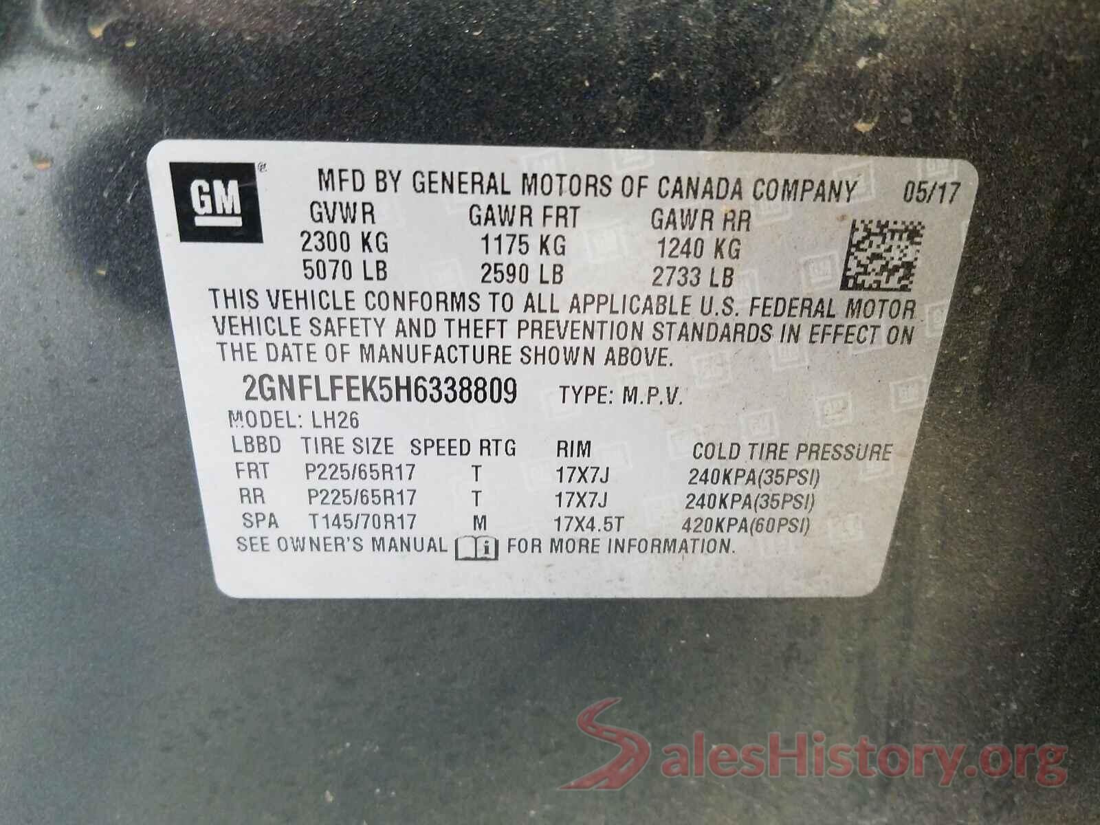 2GNFLFEK5H6338809 2017 CHEVROLET EQUINOX