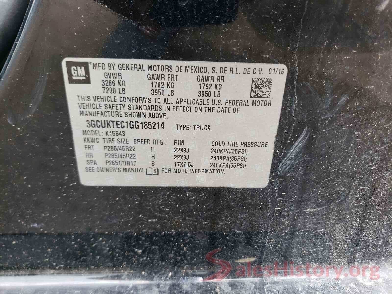 3GCUKTEC1GG185214 2016 CHEVROLET SILVERADO