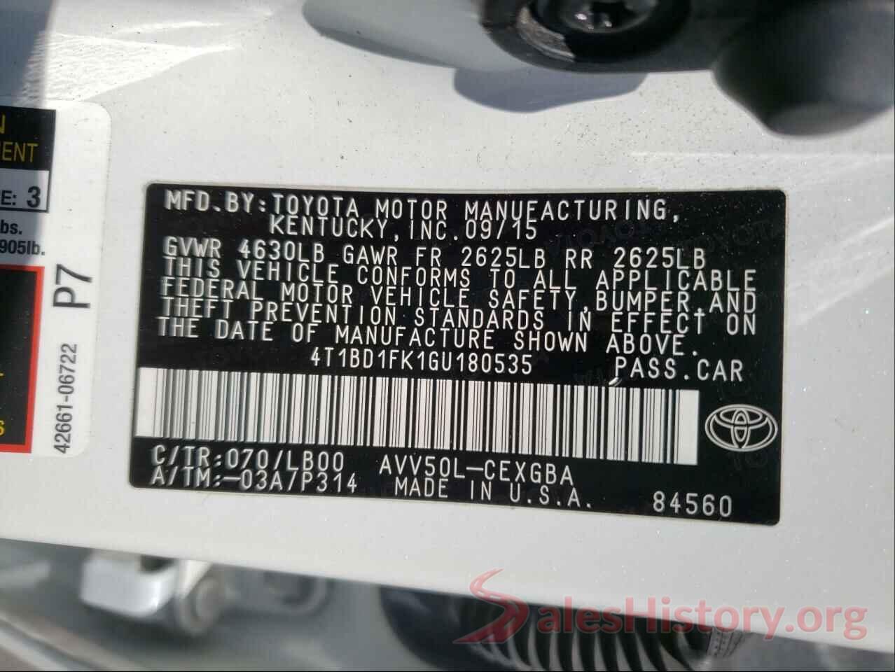 4T1BD1FK1GU180535 2016 TOYOTA CAMRY