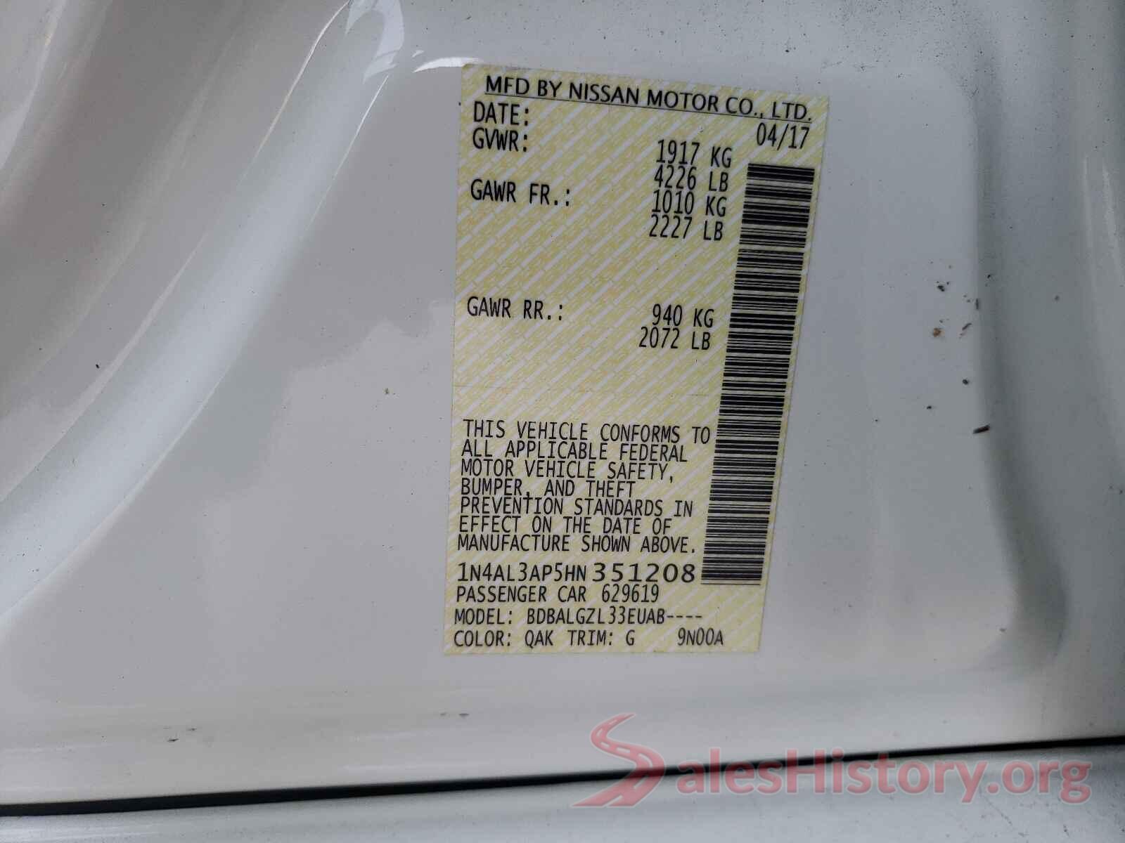 1N4AL3AP5HN351208 2017 NISSAN ALTIMA