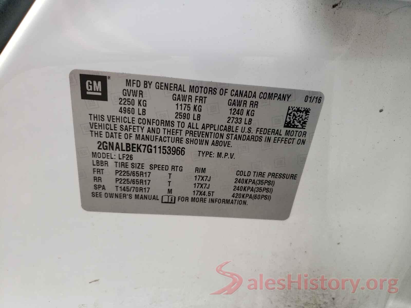 2GNALBEK7G1153966 2016 CHEVROLET EQUINOX