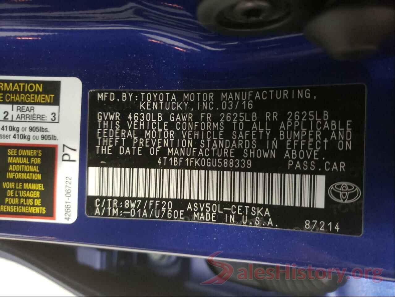 4T1BF1FK0GU588339 2016 TOYOTA CAMRY