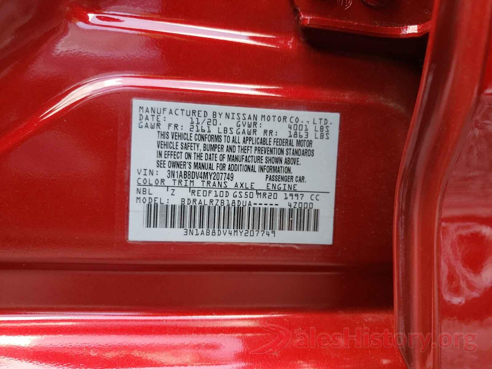 3N1AB8DV4MY207749 2021 NISSAN SENTRA