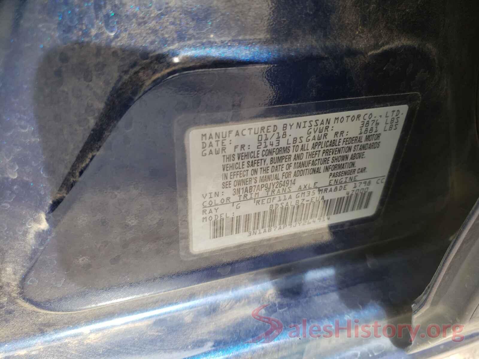 3N1AB7AP9JY264914 2018 NISSAN SENTRA