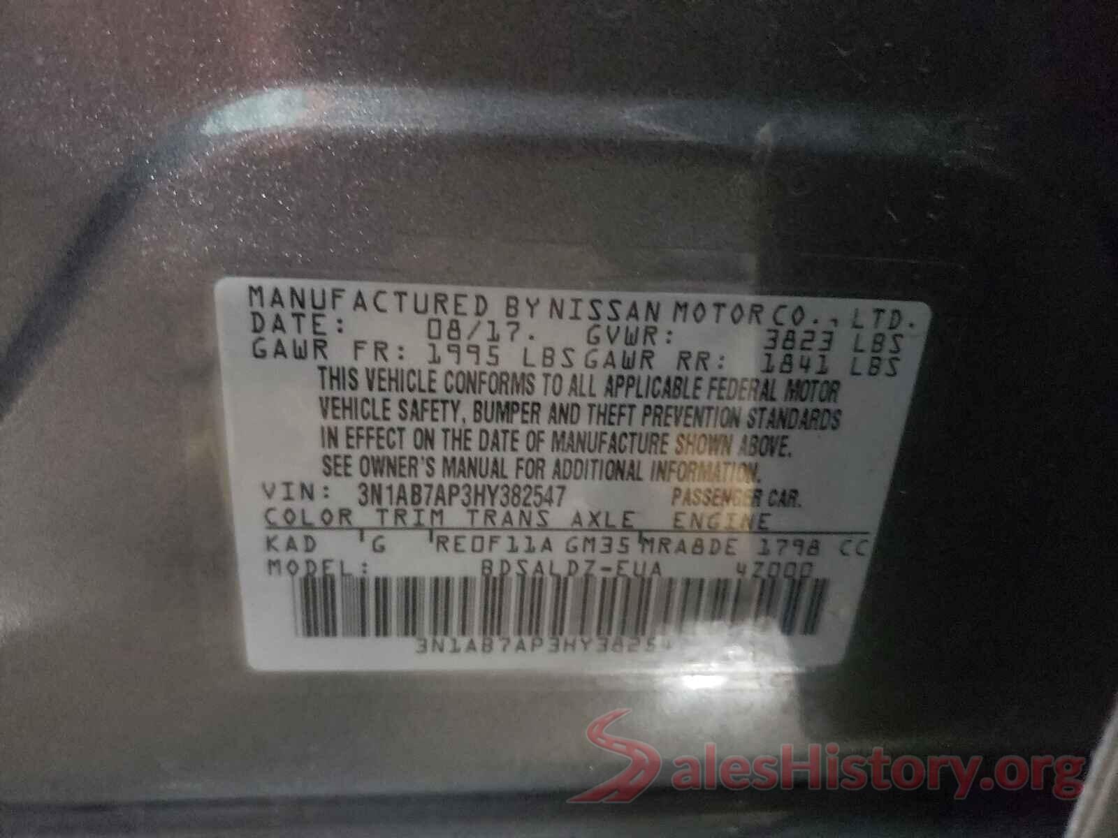 3N1AB7AP3HY382547 2017 NISSAN SENTRA