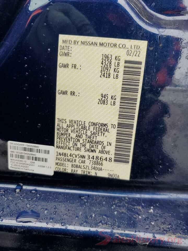 1N4BL4CV5NN348648 2022 NISSAN ALTIMA