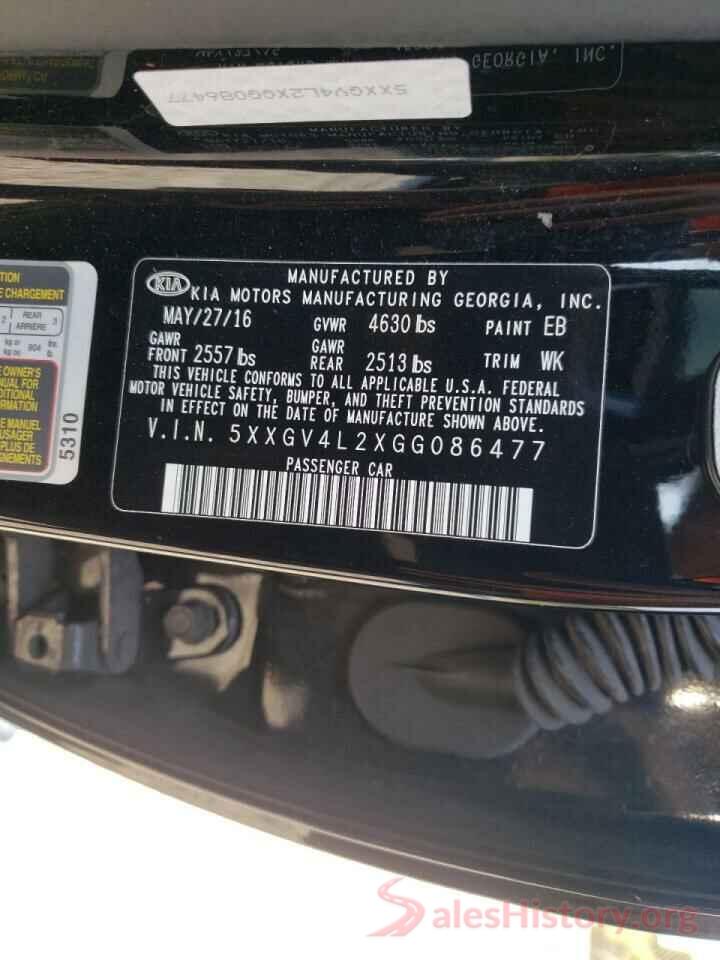 5XXGV4L2XGG086477 2016 KIA OPTIMA