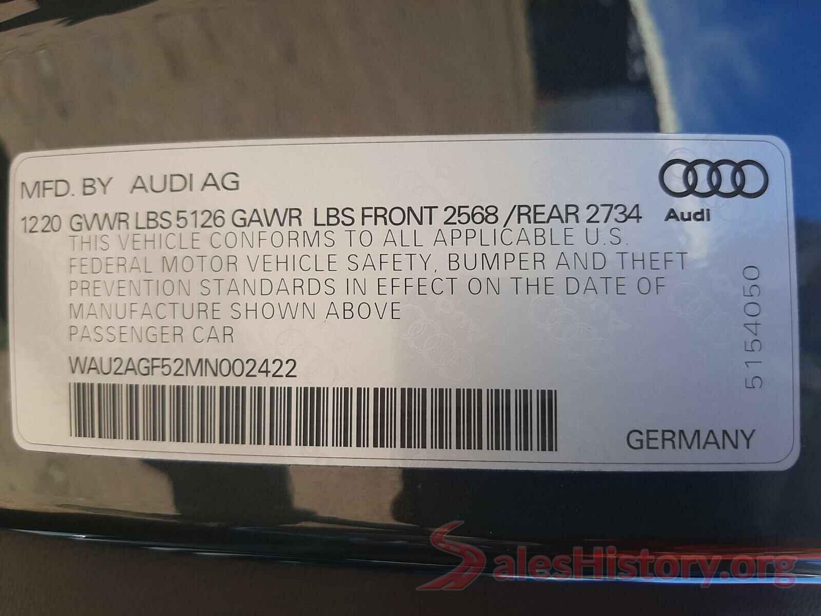 WAU2AGF52MN002422 2021 AUDI A5