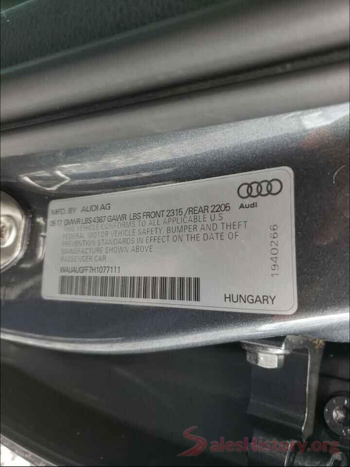 WAUAUGFF7H1077111 2017 AUDI A3