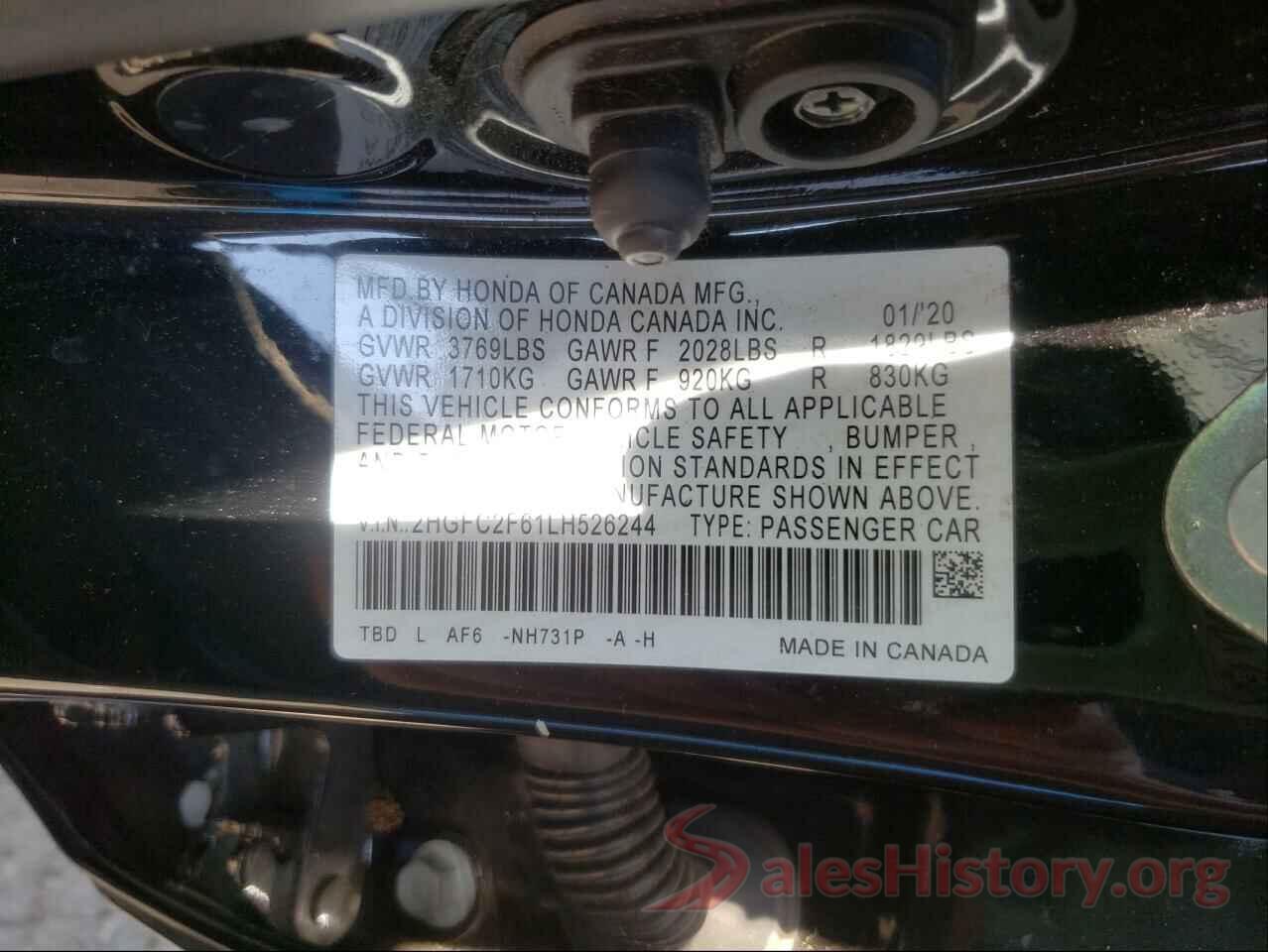 2HGFC2F61LH526244 2020 HONDA CIVIC