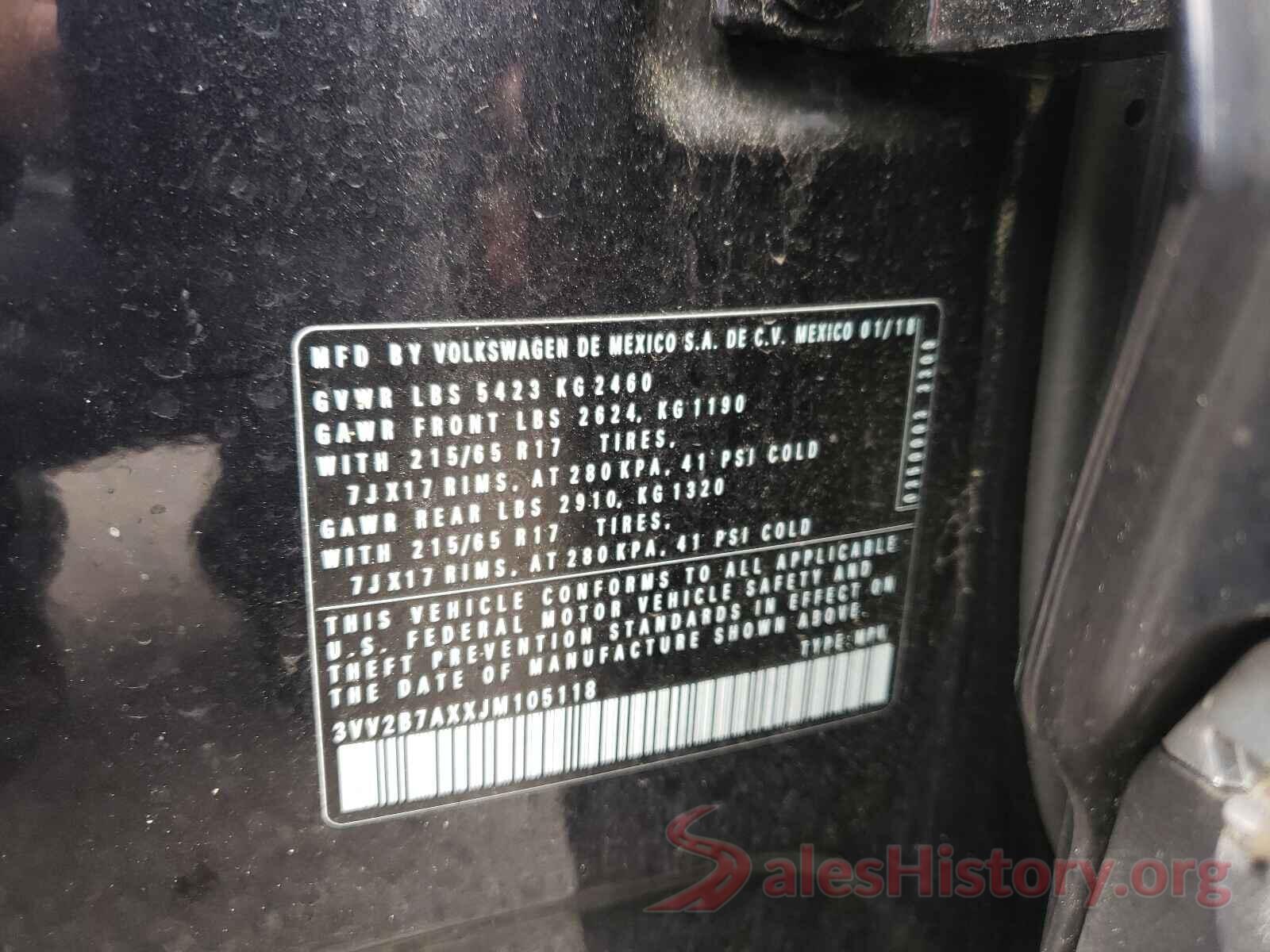 3VV2B7AXXJM105118 2018 VOLKSWAGEN TIGUAN