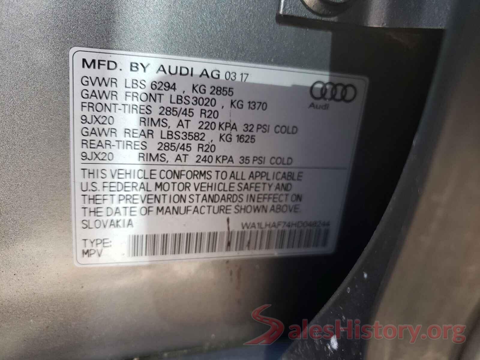 WA1LHAF74HD048244 2017 AUDI Q7