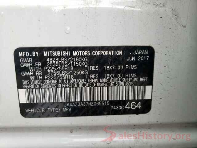 JA4AZ3A37HZ065515 2017 MITSUBISHI OUTLANDER