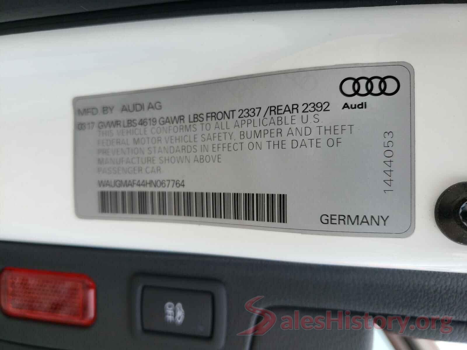 WAUGMAF44HN067764 2017 AUDI A4