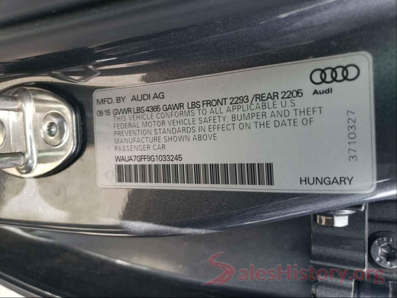 WAUA7GFF9G1033245 2016 AUDI A3