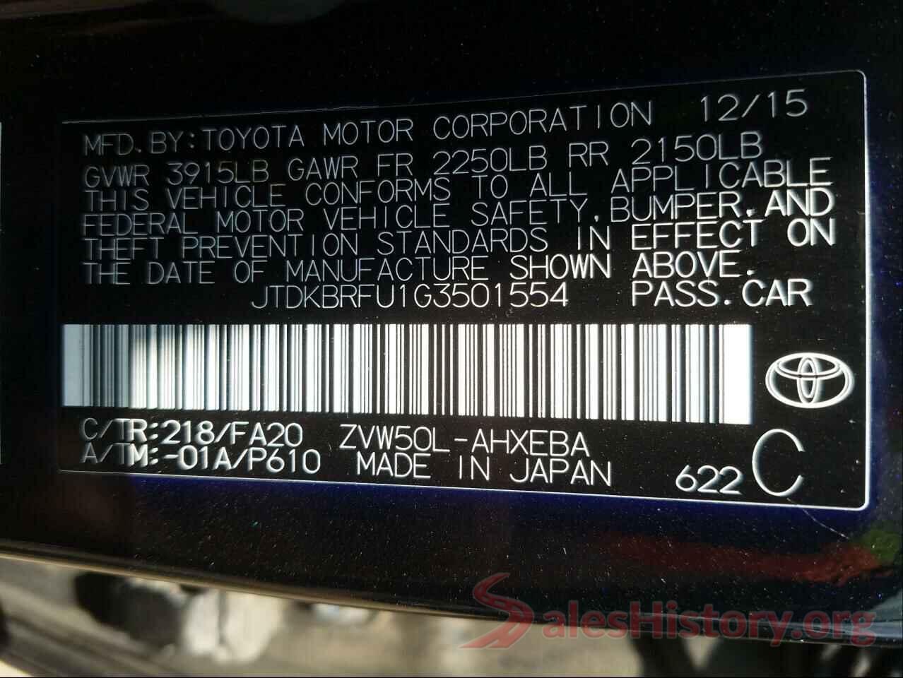 JTDKBRFU1G3501554 2016 TOYOTA PRIUS