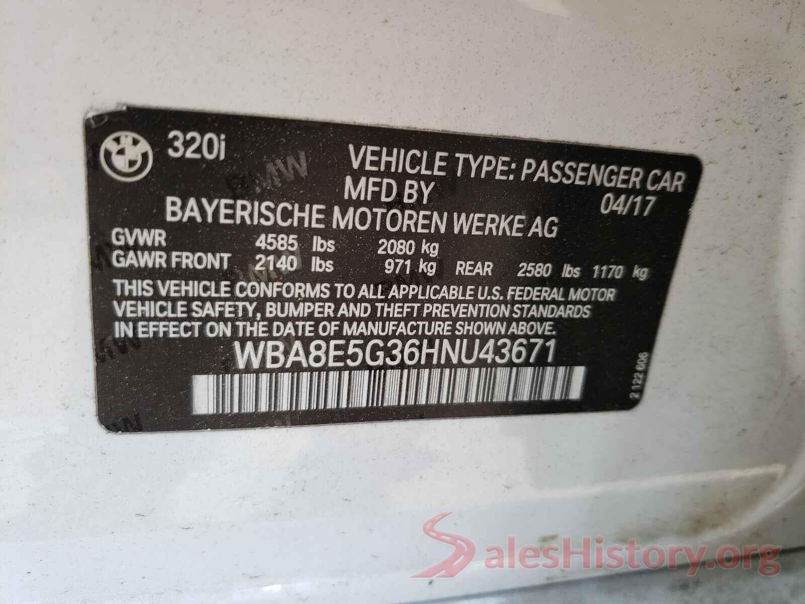 WBA8E5G36HNU43671 2017 BMW 3 SERIES