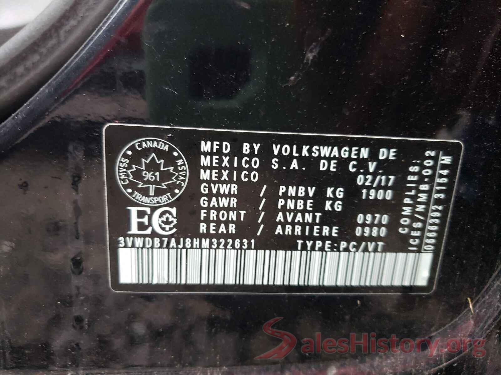 3VWDB7AJ8HM322631 2017 VOLKSWAGEN JETTA