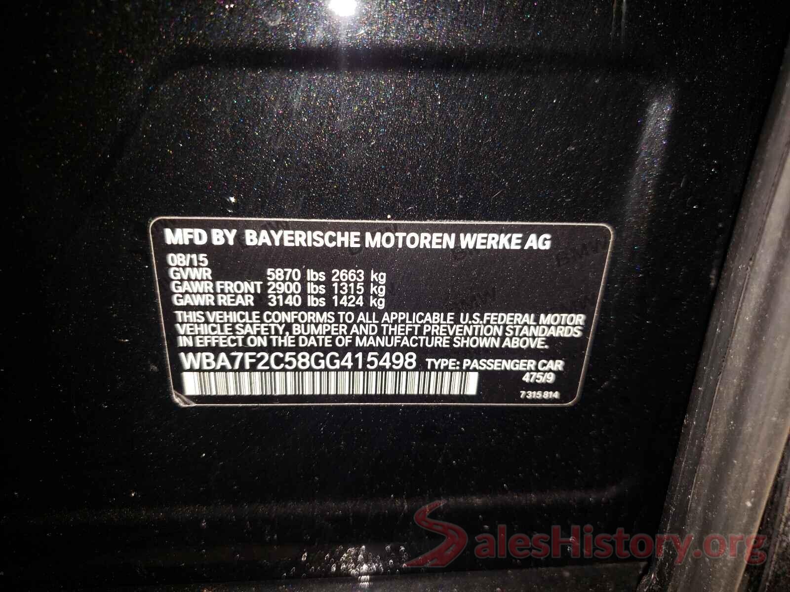 WBA7F2C58GG415498 2016 BMW 7 SERIES