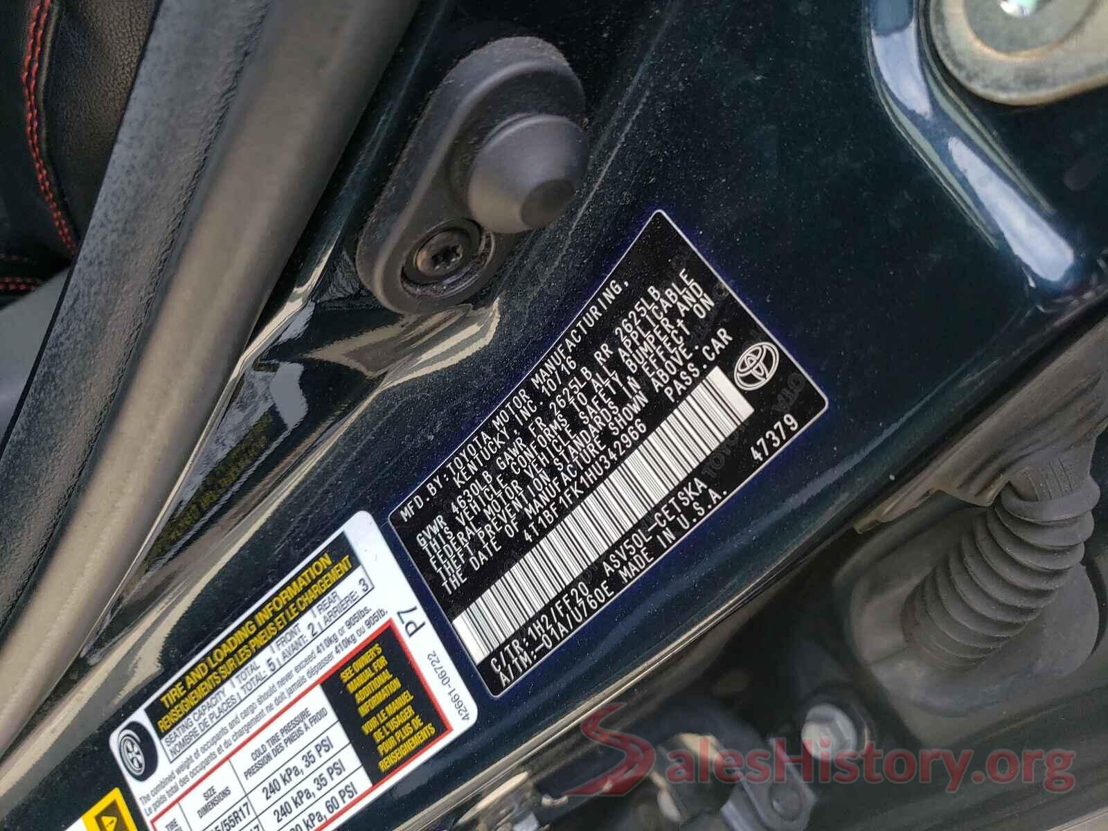 4T1BF1FK1HU342966 2017 TOYOTA CAMRY