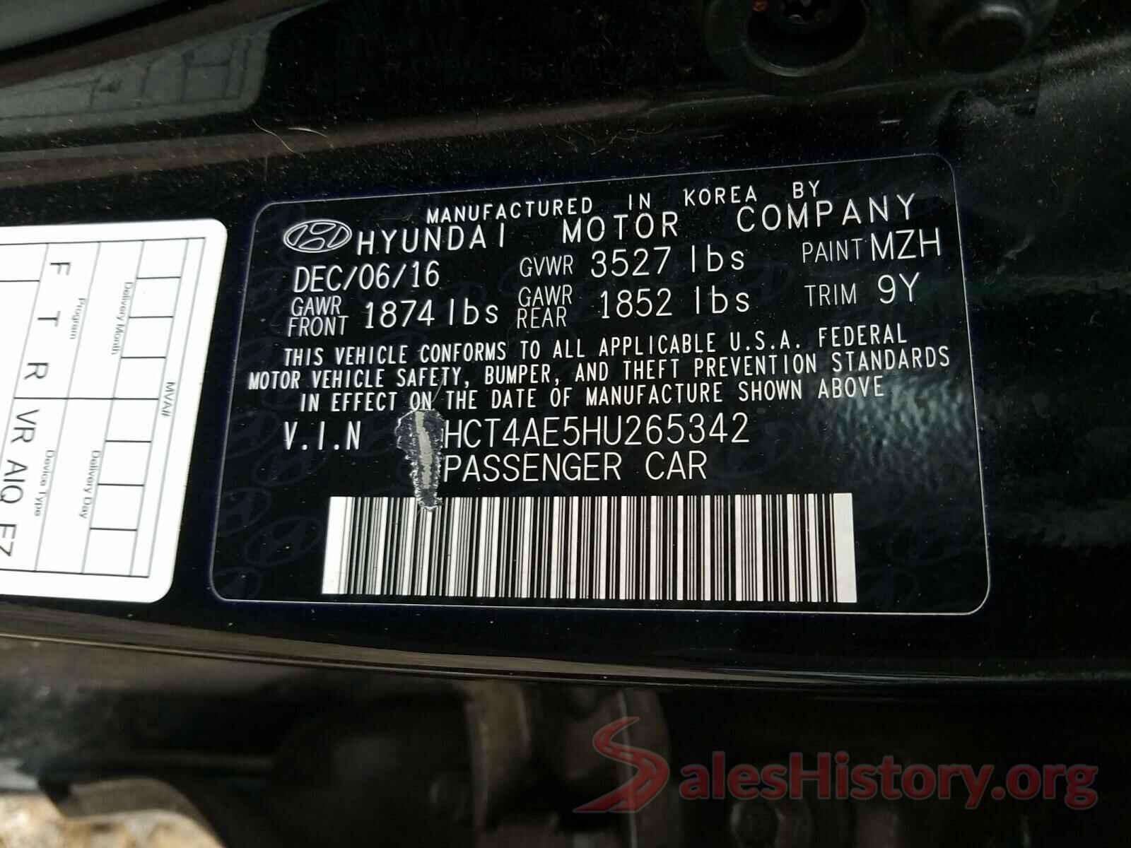 KMHCT4AE5HU265342 2017 HYUNDAI ACCENT