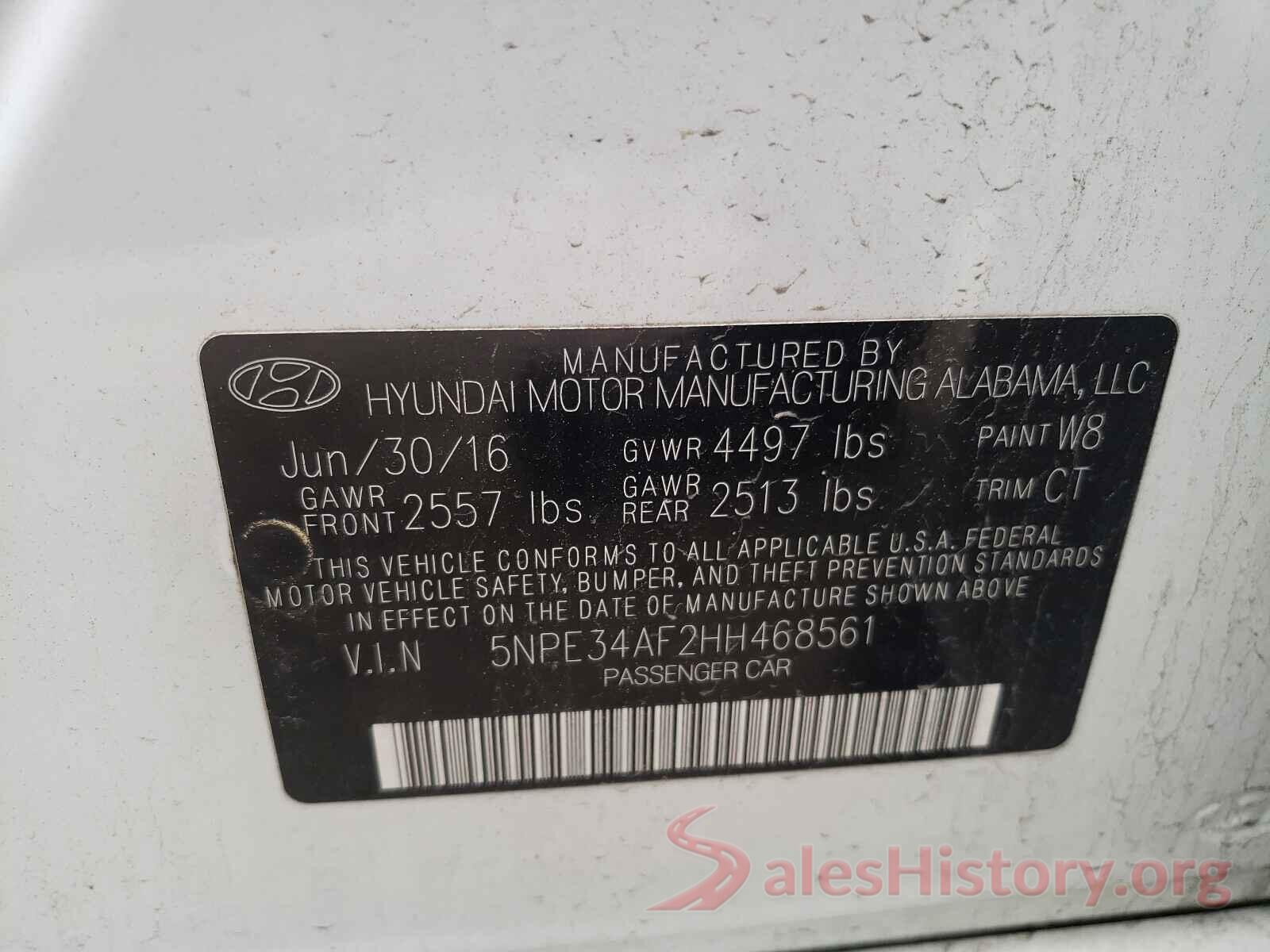 5NPE34AF2HH468561 2017 HYUNDAI SONATA