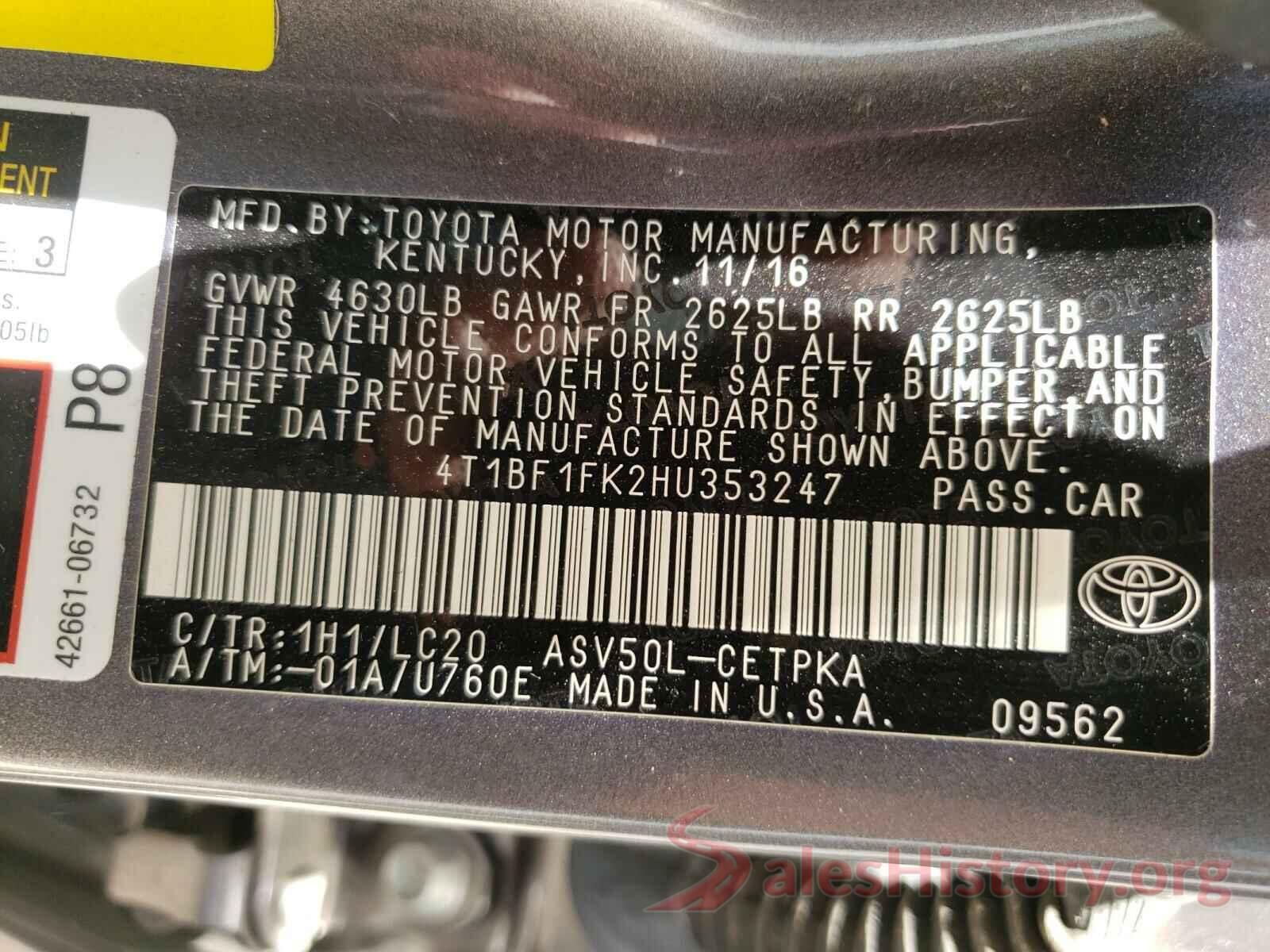 4T1BF1FK2HU353247 2017 TOYOTA CAMRY