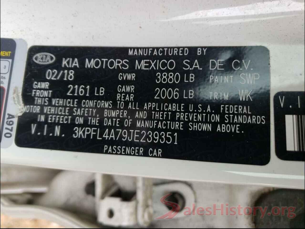 3KPFL4A79JE239351 2018 KIA FORTE