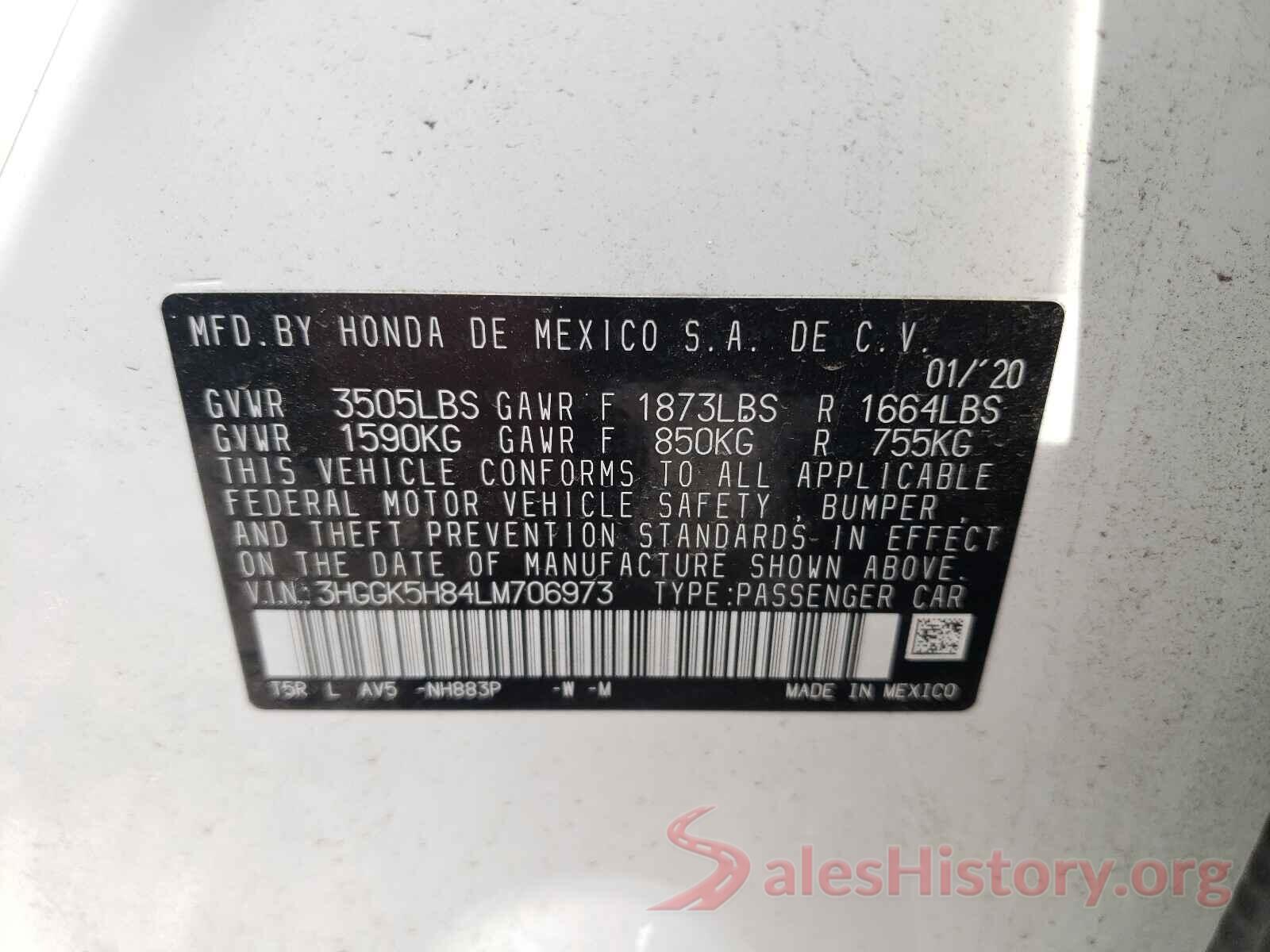 3HGGK5H84LM706973 2020 HONDA FIT