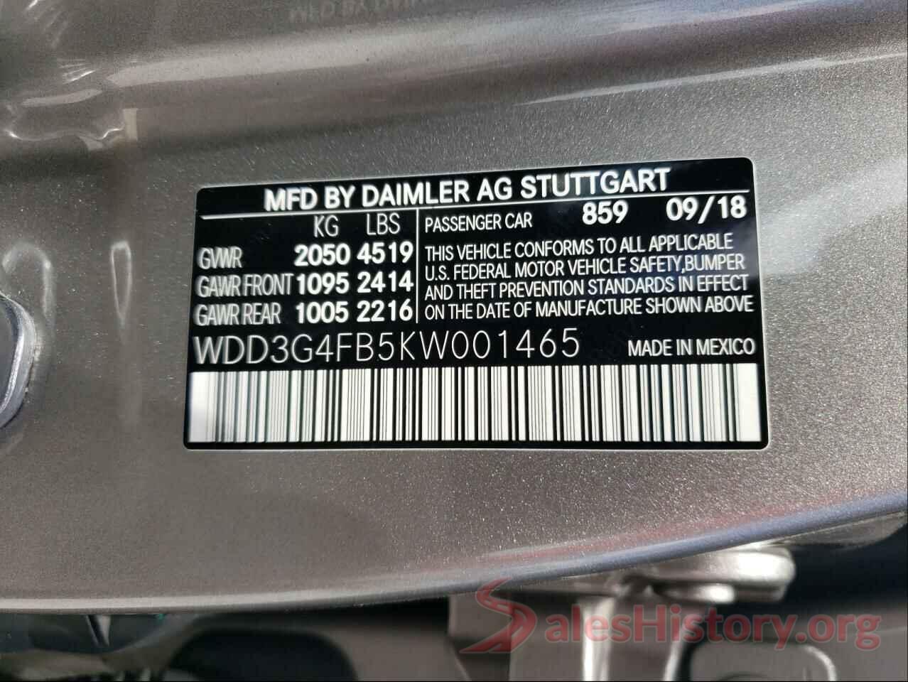 WDD3G4FB5KW001465 2019 MERCEDES-BENZ ALL OTHER