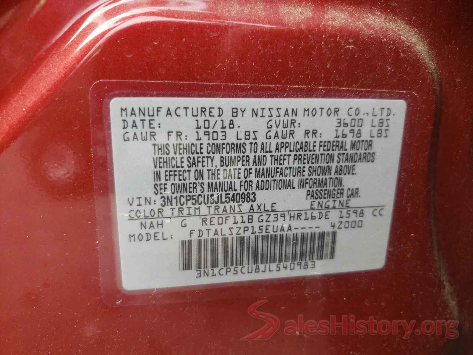 3N1CP5CU8JL540983 2018 NISSAN KICKS