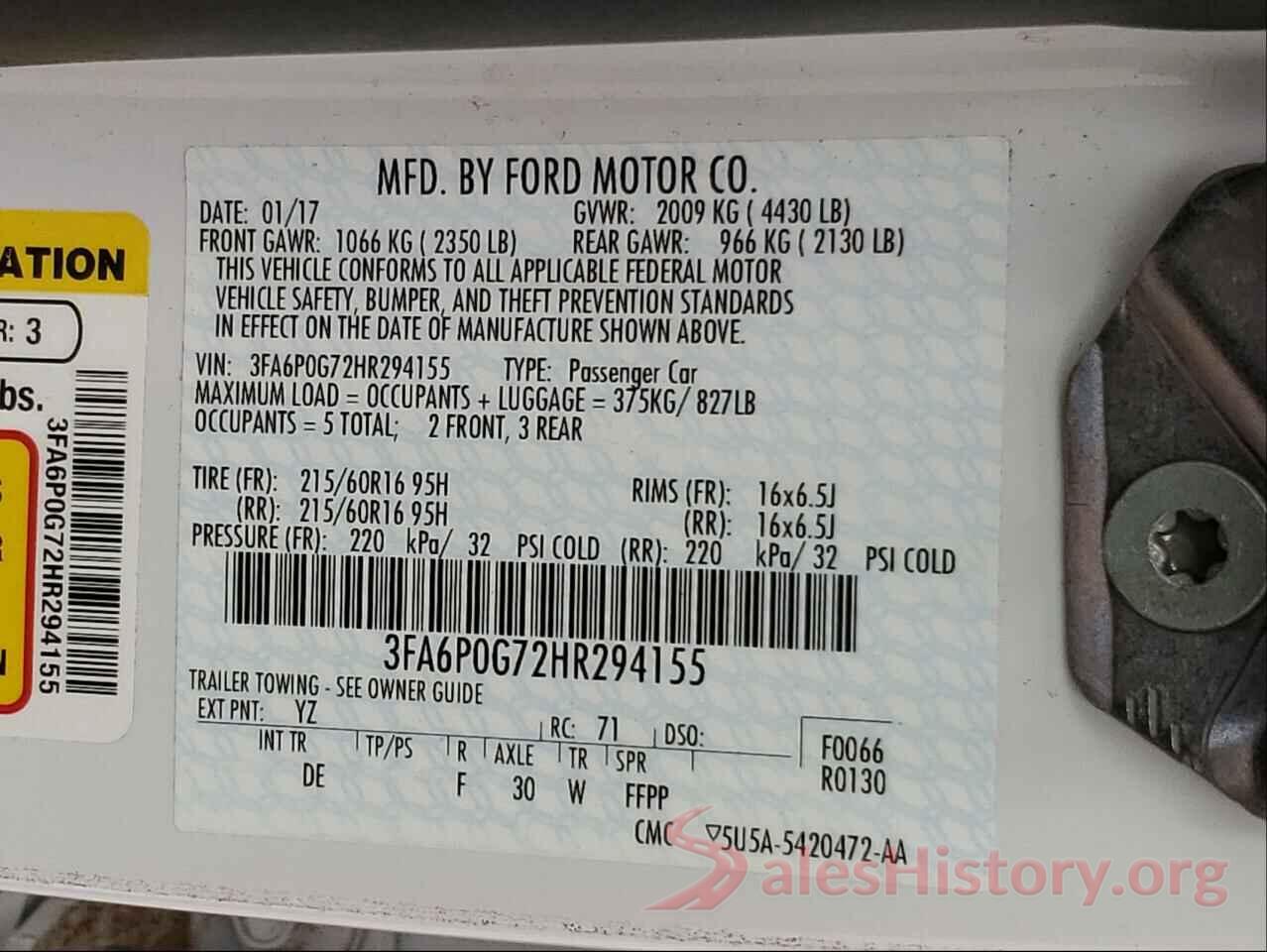 3FA6P0G72HR294155 2017 FORD FUSION