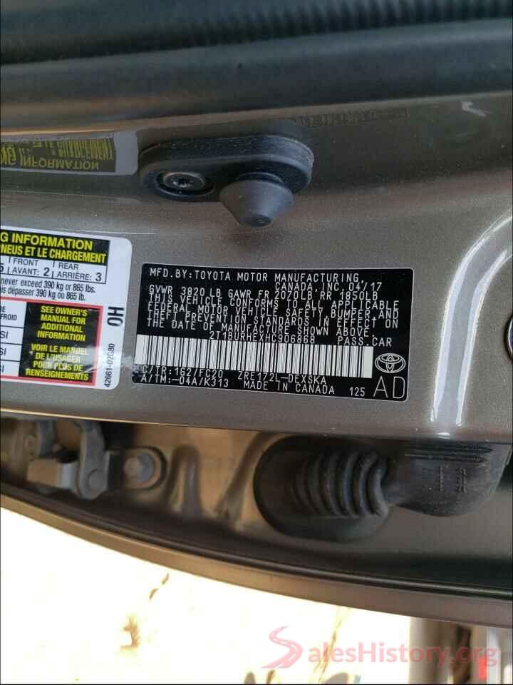 2T1BURHEXHC906868 2017 TOYOTA COROLLA