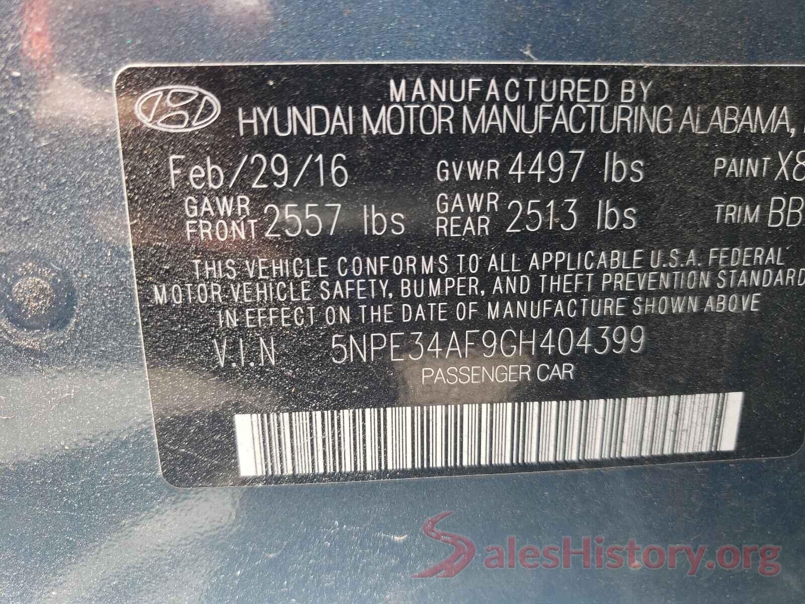 5NPE34AF9GH404399 2016 HYUNDAI SONATA