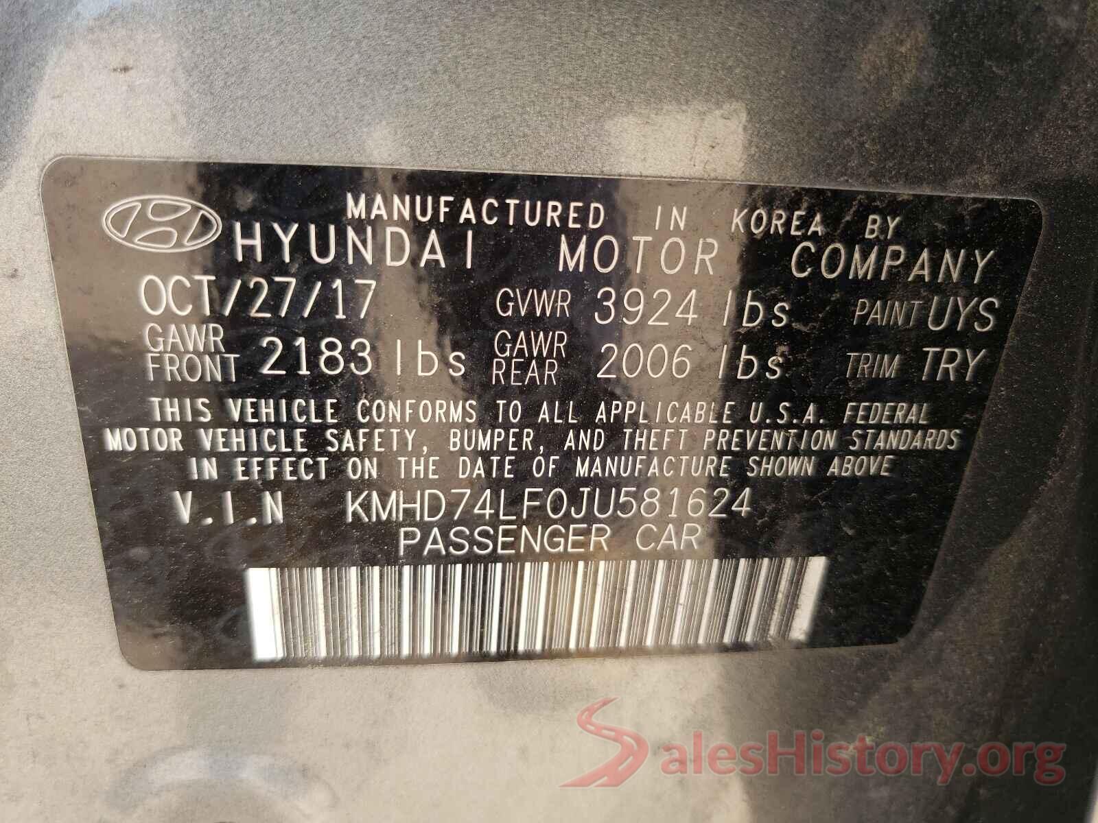 KMHD74LF0JU581624 2018 HYUNDAI ELANTRA